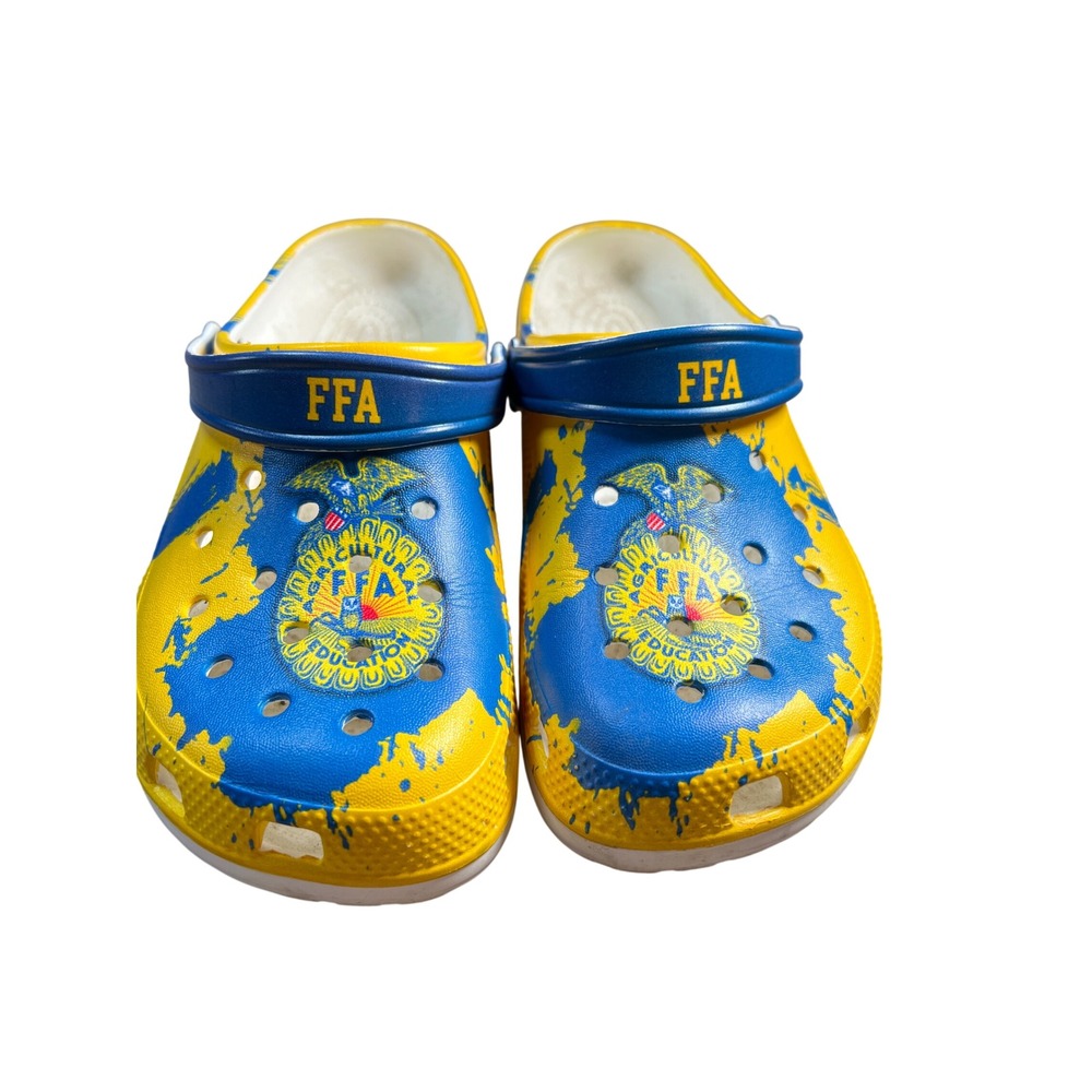 FFA Future Farmers of America Clogs Yellow Blue Logo Slip On Shoes Size 41